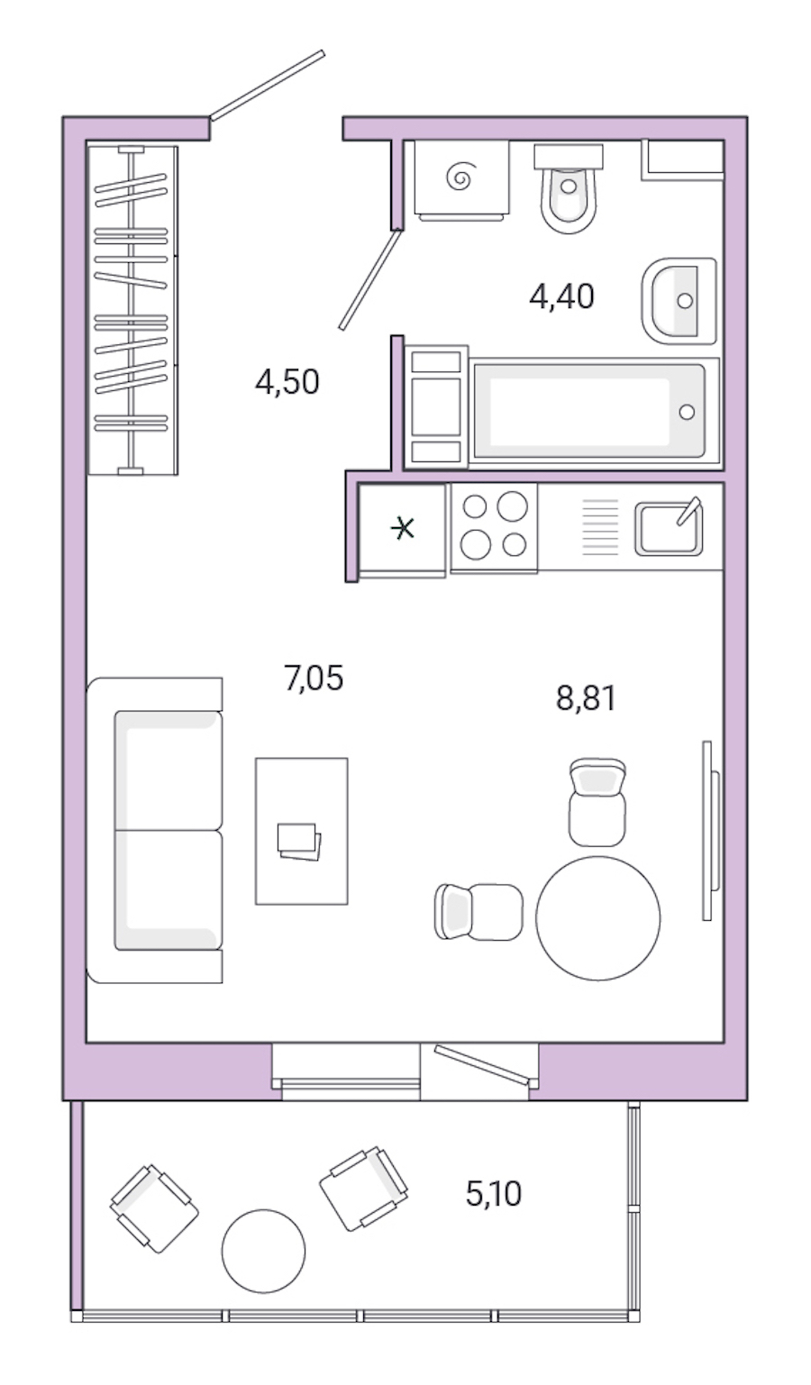Квартира студия 29.86 м², 4/10 эт., ЖК «Jaanila Drive»